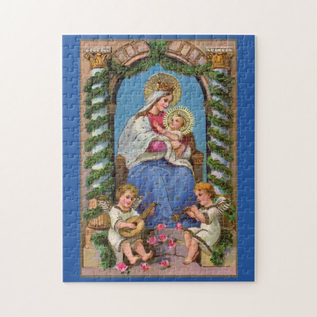 Madonna und Kind mit Engeln Puzzle (Vertikal)