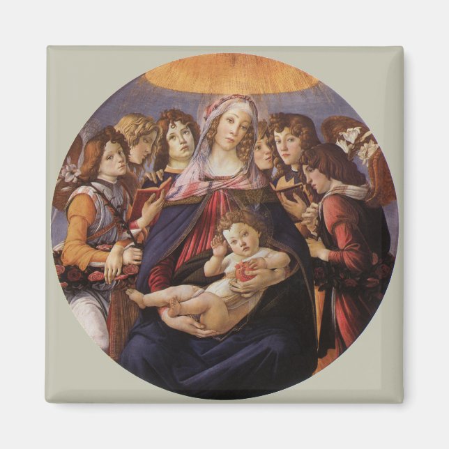 Madonna und Kind mit Engeln von Sandro Botticelli Magnet (Vorne)