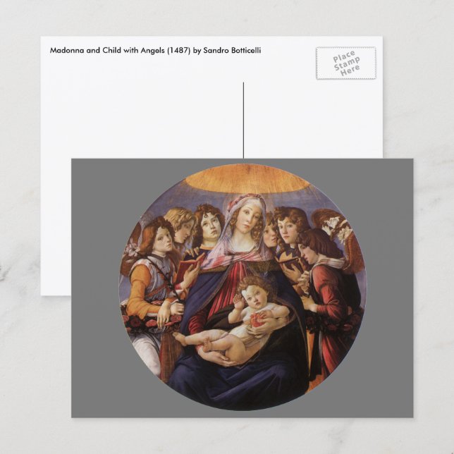 Madonna und Kind mit Engeln von Sandro Botticelli Postkarte (Vorne/Hinten)