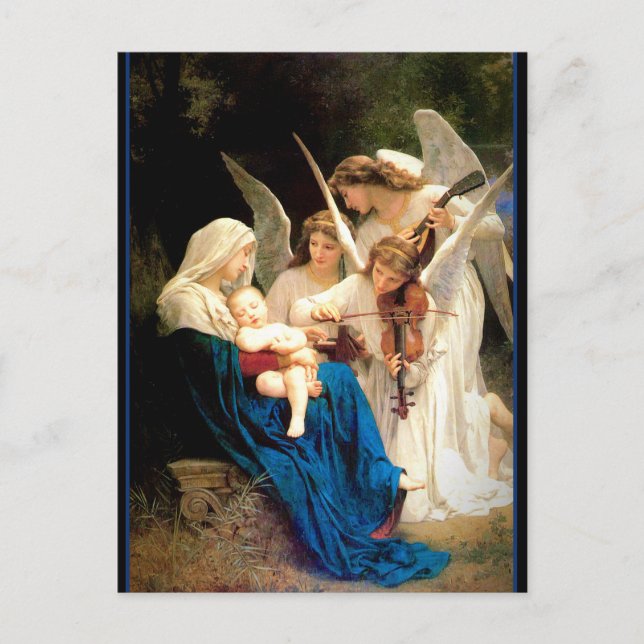 Madonna und Kind mit Engeln Weihnachten Postkarte (Vorderseite)