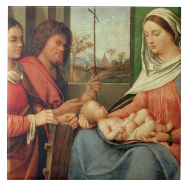 Madonna und Kind mit Heiligen 2 Fliese (Vorderseite)