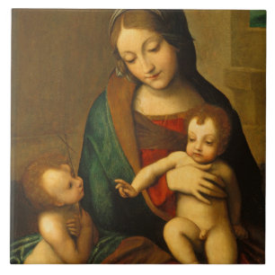 Madonna und Kind mit Heiligen Fliese