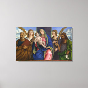 Madonna und Kind mit Heiligen Leinwanddruck