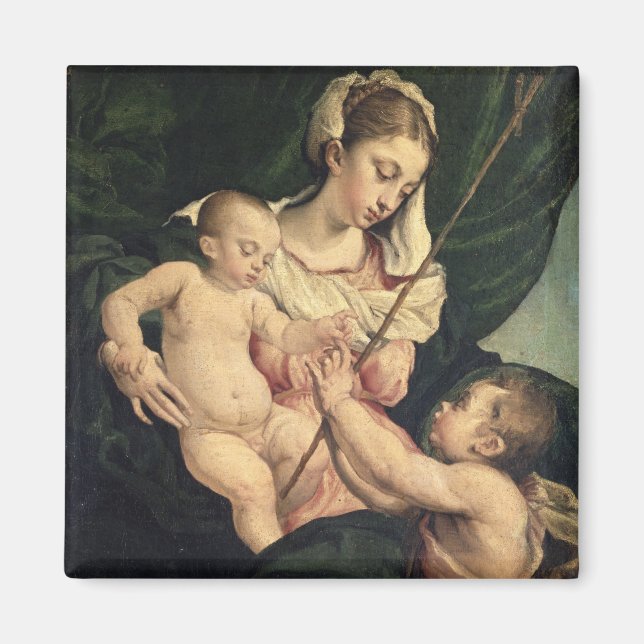 Madonna und Kind mit Johannes, c.1570 (Öl auf Magnet (Vorne)