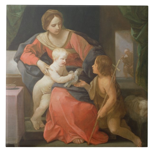 Madonna und Kind mit Johannes der Baptist Fliese (Vorderseite)