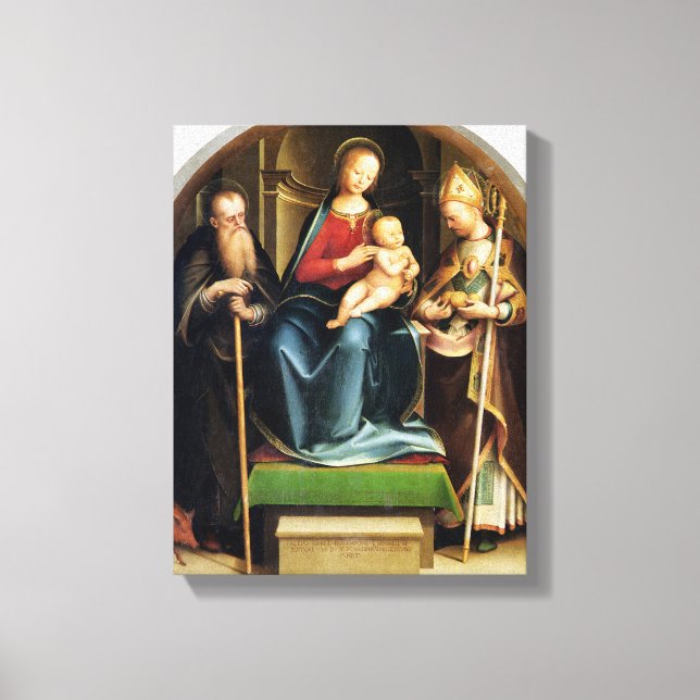 Madonna und Kind mit St. Anthony Abbot und St. N Leinwanddruck (Vorderseite)