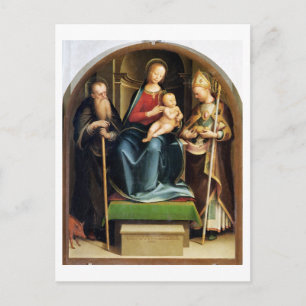 Madonna und Kind mit St. Anthony Abbot und St. N Postkarte