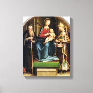 Madonna und Kind mit St- Anthonyabt und St. N Leinwanddruck
