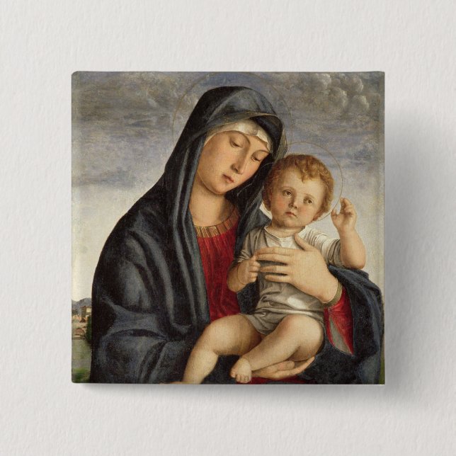 Madonna und Kind (Öl auf Platte) 2 Button (Vorderseite)