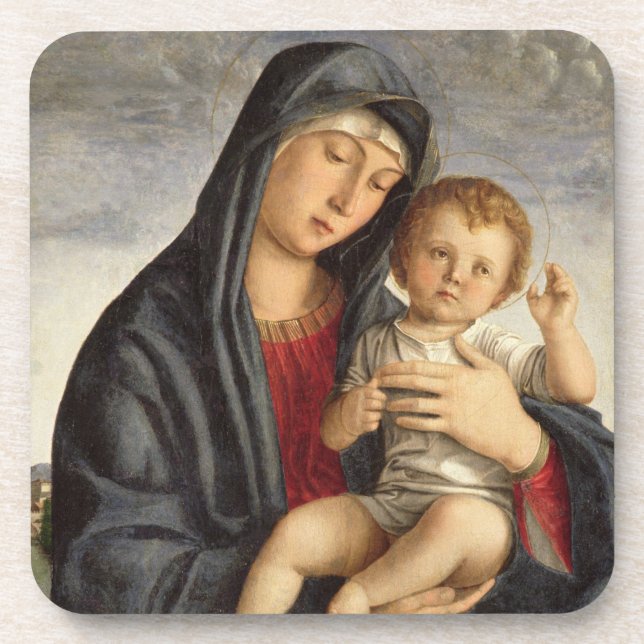 Madonna und Kind (Öl auf Platte) 2 Untersetzer (Vorderseite)