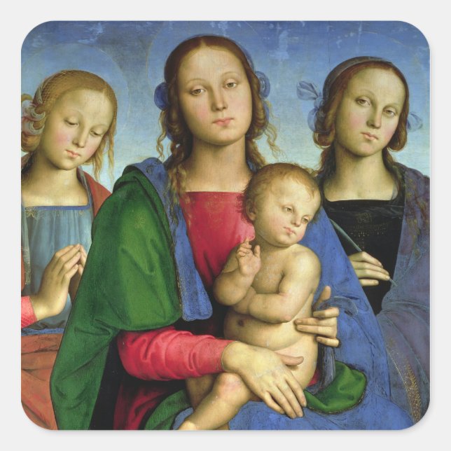 Madonna und Kind Quadratischer Aufkleber (Vorderseite)