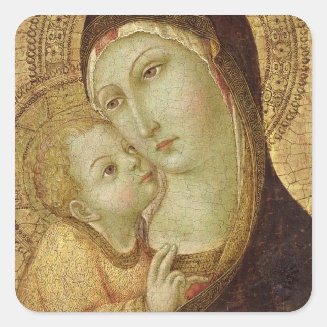 Madonna und Kind Quadratischer Aufkleber (Vorderseite)