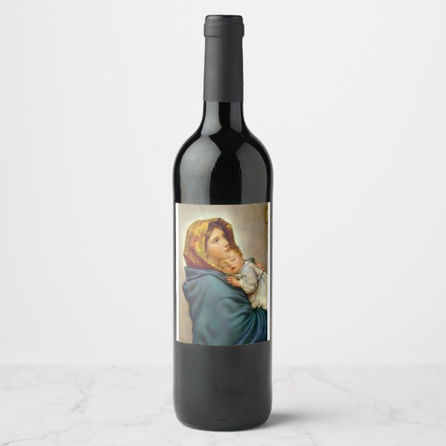 Madonna und Kind Roberto Ferruzzi Madonnina Mary Weinetikett (Vorderseite)