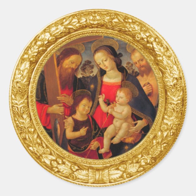 MADONNA UND KIND RUNDER AUFKLEBER (Vorderseite)