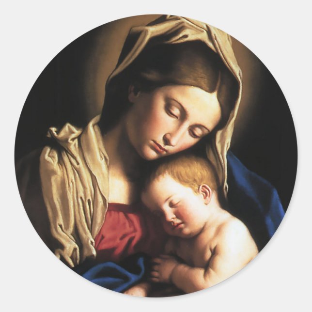 MADONNA UND KIND RUNDER AUFKLEBER (Vorderseite)