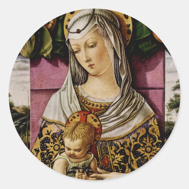 Madonna und Kind Runder Aufkleber (Vorderseite)