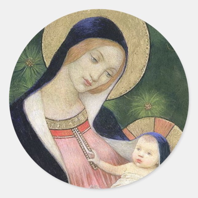 MADONNA UND KIND RUNDER AUFKLEBER (Vorderseite)