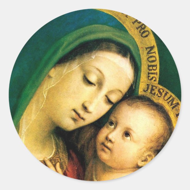 MADONNA UND KIND RUNDER AUFKLEBER (Vorderseite)
