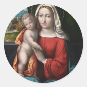 Madonna und Kind Runder Aufkleber