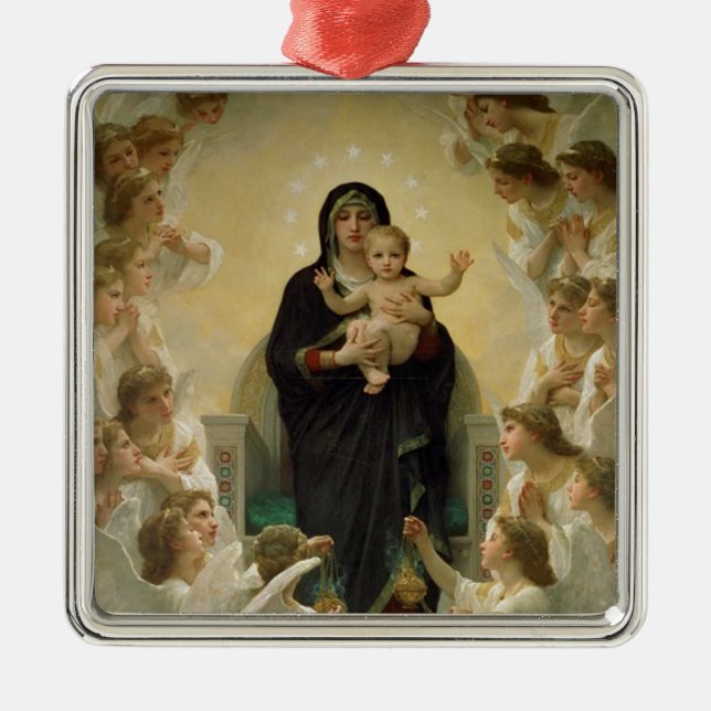 Madonna und Kind Silbernes Ornament (Vorne)