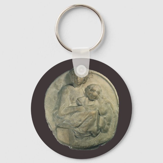 Madonna und Kind, Tondo Pitti von Michelangelo Schlüsselanhänger (Vorderseite)