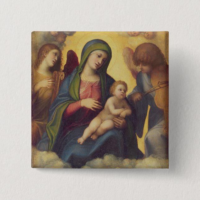 Madonna und Kind und Kind im Ruhm, c.1520 (Öl Button (Vorderseite)