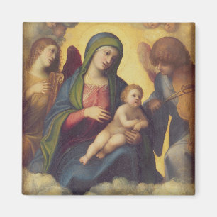 Madonna und Kind und Kind in Ruhm, c.1520 (Öl Magnet