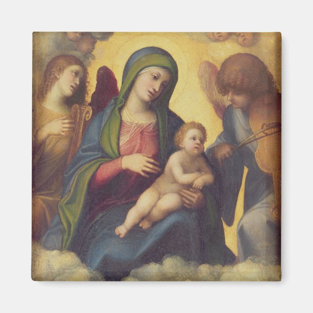 Madonna und Kind und Kind in Ruhm, c.1520 (Öl Magnet (Vorne)