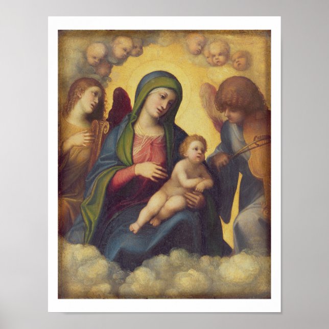 Madonna und Kind und Kind in Ruhm, c.1520 (Öl Poster (Vorne)