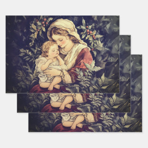 Madonna und Kind Vintage Geschenkpapier Set