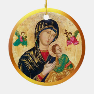 Madonna und Kind Weihnachten & Goldrahmen Keramik Ornament