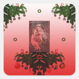 Madonna und Kind [Weihnachten] Quadratischer Aufkleber