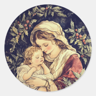 Madonna und Kind Weihnachten Runder Aufkleber