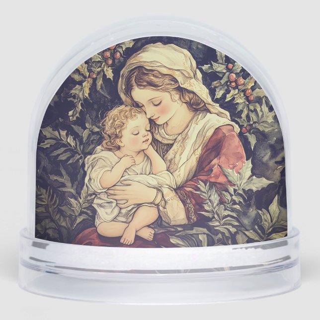 Madonna und Kind Weihnachten Schneekugeln (Vorderseite)