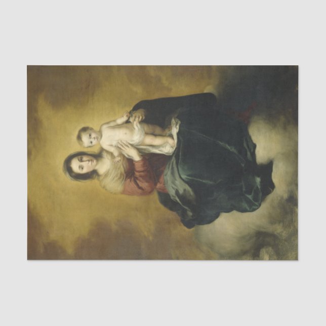 Madonna und Kind, Weihnachtszettel der Schönen Kun Seidenpapier (Vorderseite)