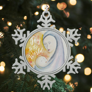 Madonna und Kinderfreude für die Welttyppografie Schneeflocken Zinn-Ornament