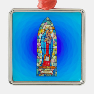 Madonna und KinderGeburt Christis-Buntglas-Art Ornament Aus Metall