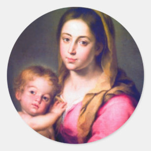 Madonna und Kinderkleber Runder Aufkleber