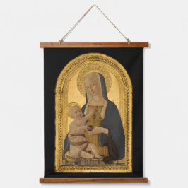 Madonna und Kindertapestes Wandteppich Mit Holzrahmen