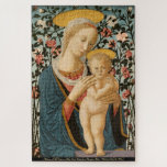 Madonna Virgin Mary Child Jesus Vintage Painting<br><div class="desc">Custom, personalized, family kids christian christianity religious art lovers 1000 Teile jigsaw puzzle, featuring a beautiful detailed vintage painting, tempera on poplar panel, by an anonymous artist, featuring Madonna Virgin Mary and Child Jesus, and your note / greevent GS in An elegant falsch gold typography script. Made of sturdy cardboard...</div>