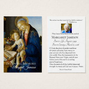 Madonna Virgin Mary Funeral Memorial Carte Sainte 