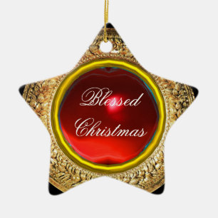 Madonna vom Granatapfel / Ruby Gemstone Star Keramik Ornament