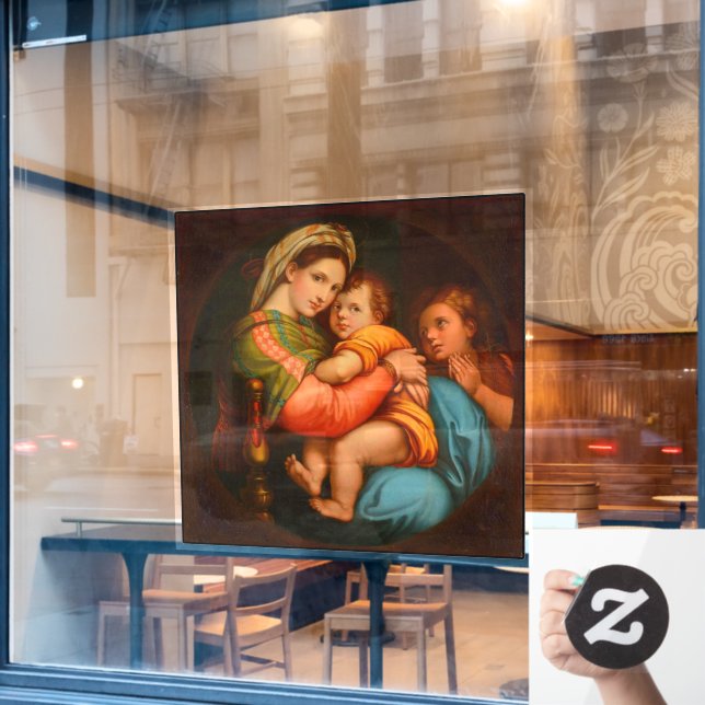 Madonna vom Sessel Raphael 1895 Fensteraufkleber (Café-Fenster)