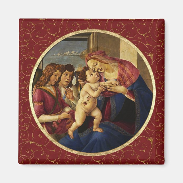 Madonna von Botticelli. Fine Art Christmas Geschen Magnet (Vorne)