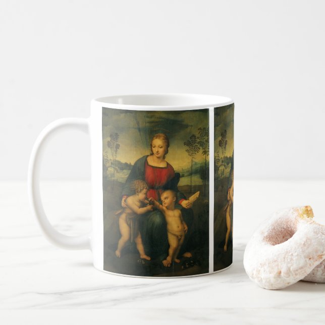 Madonna von Goldfinch von Raphael Sanzio Kaffeetasse (Mit Donut)