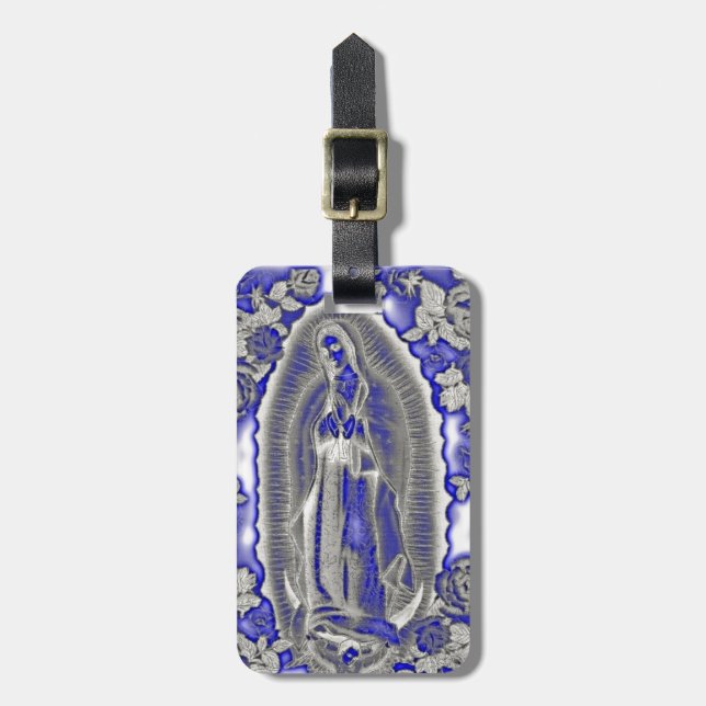 MADONNA VON GUADALUPE-SEGEN IM BLAU GEPÄCKANHÄNGER (Vorderseite vertikal)