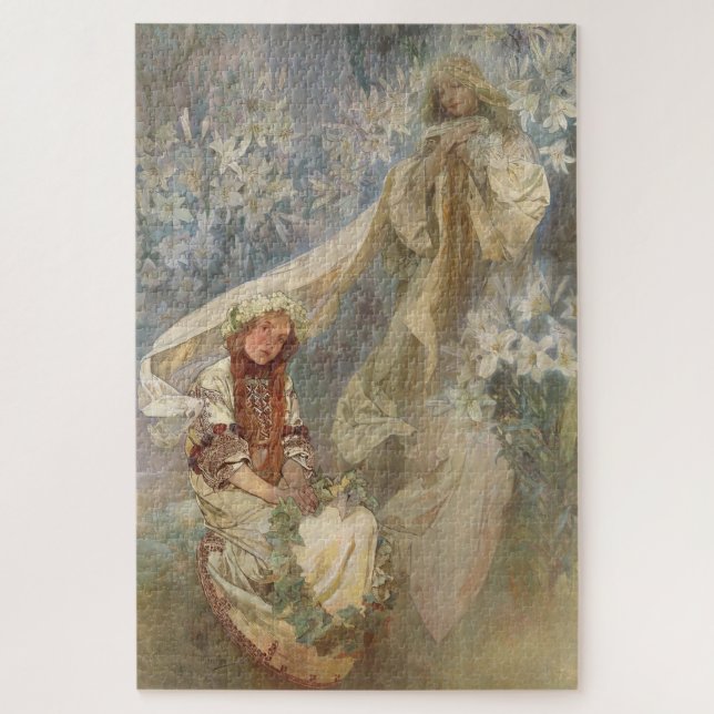 Madonna von Lilies von Alphonse Mucha (Vertikal)