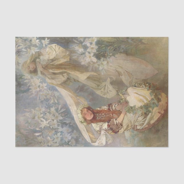 Madonna von Lilies von Alphonse Mucha Seidenpapier (Vorderseite)