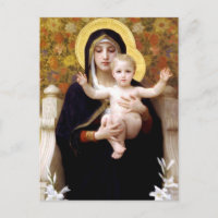Madonna von Lilies, William Bouguereau Postcard