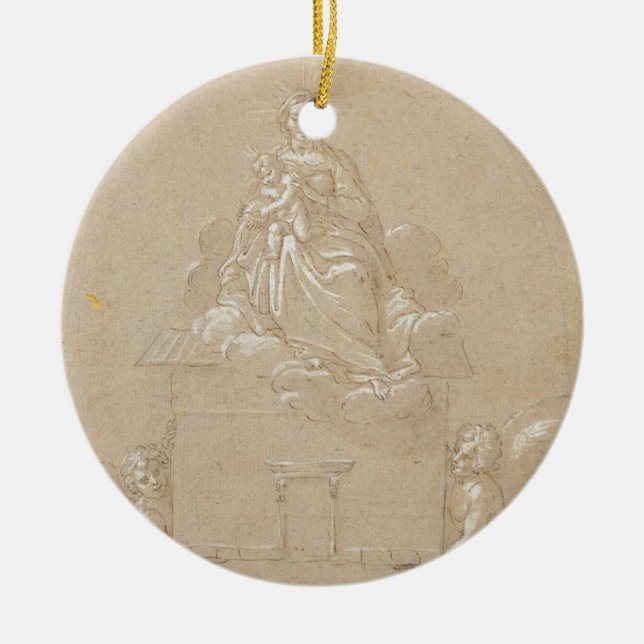 Madonna von Loreto (Feder) Keramik Ornament (Vorne)